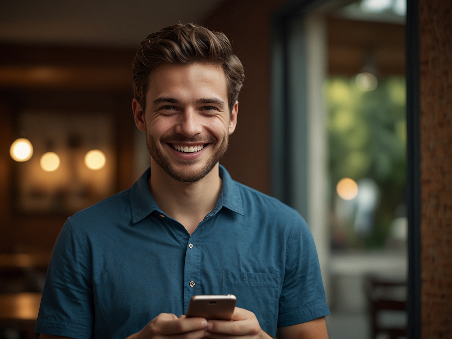 Player holding smartphone showing welcome bonus