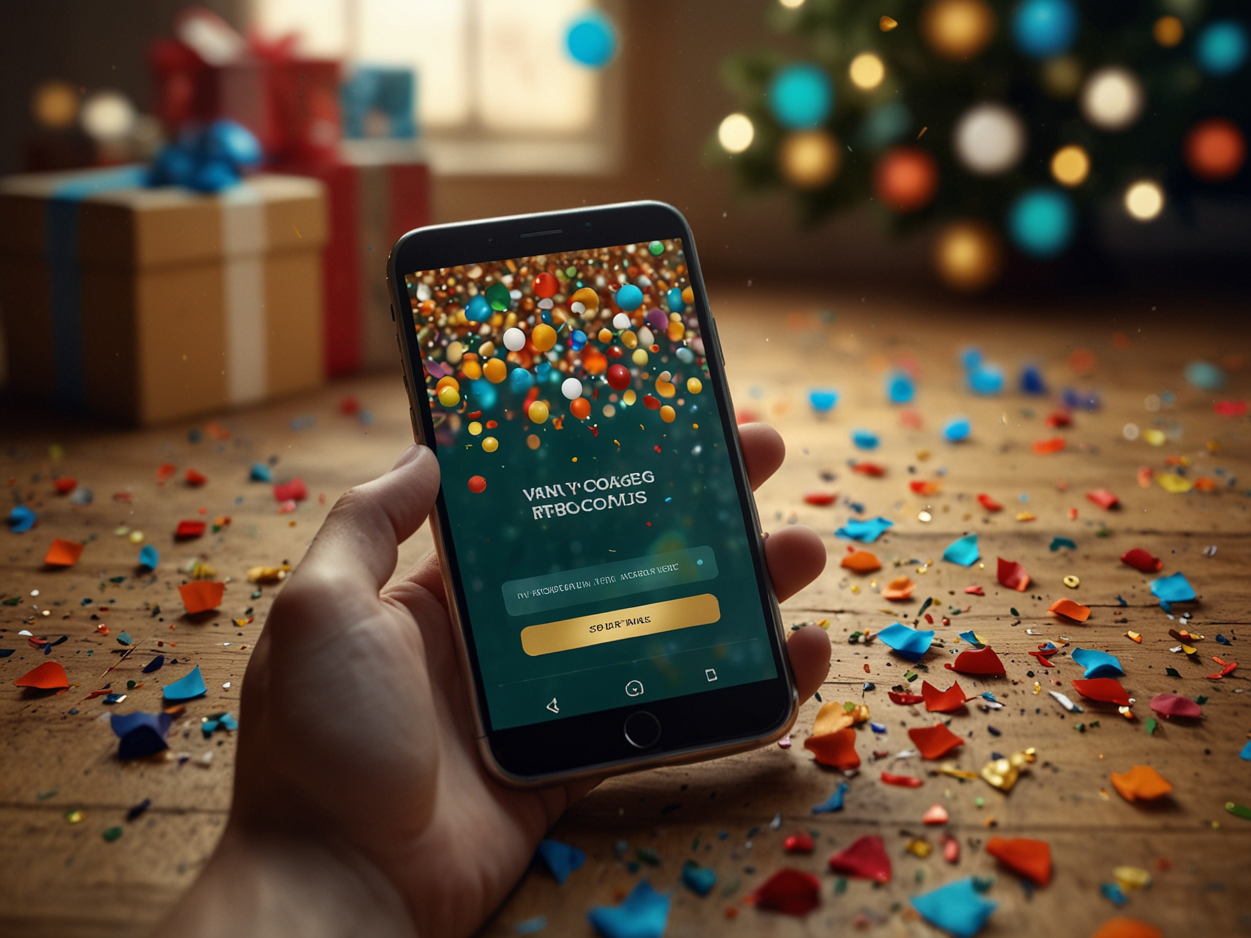 Promotional bonus graphic with confetti